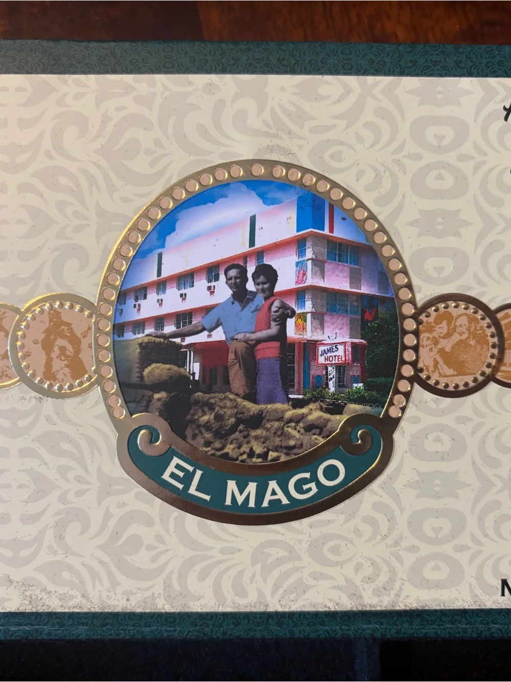 Upcycled El Mago Místico Cigar Box Jewelry Organizer Emerald Green and Black
